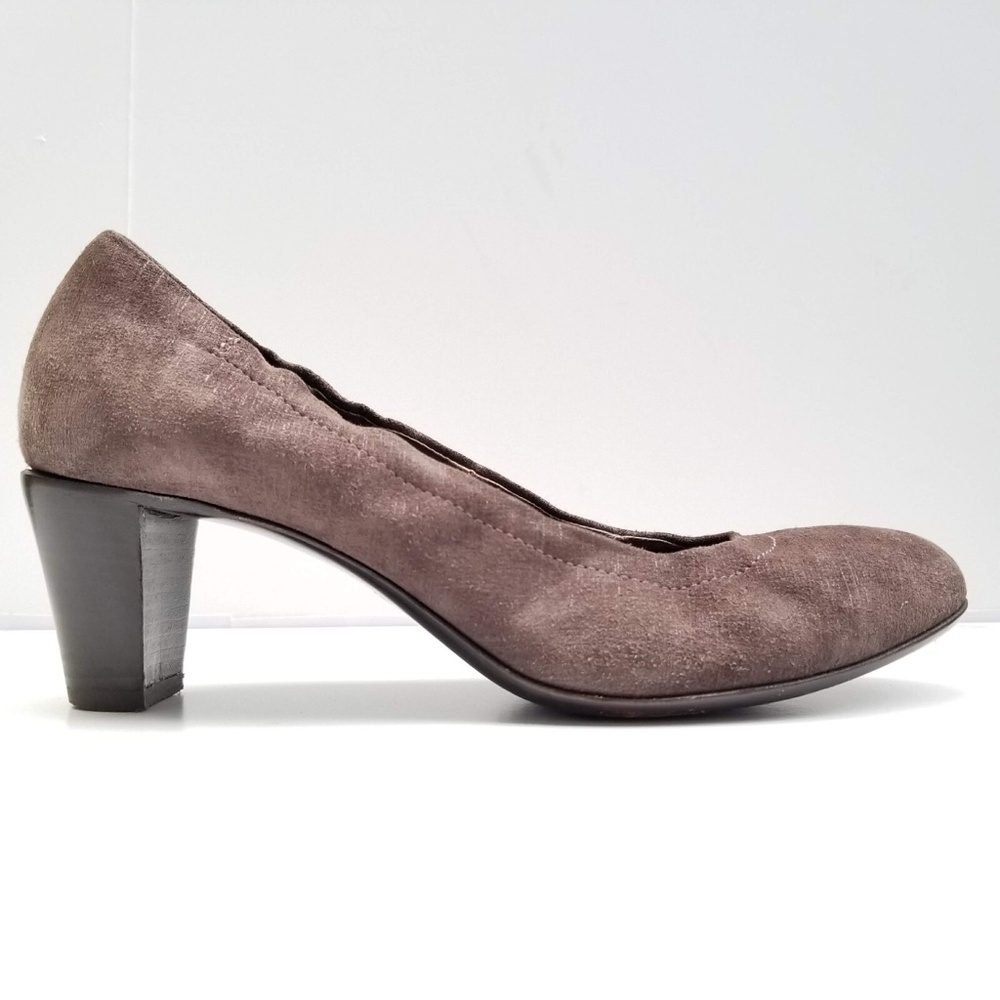 AGL Attilio Giusti Leombruni Pumps Brown Suede Slip-on Shimmer Heels Womens 38 7